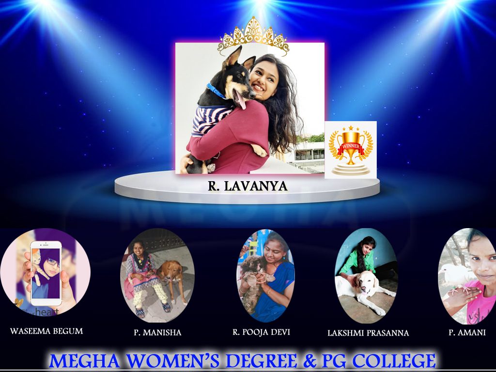 Results card for the Picture with Pet contest, naming R. Lavanya the winner